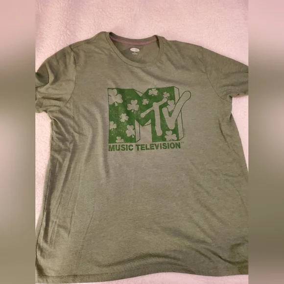 Old Navy MTV St Patrick's Day Mens Heather Green Classic T-Shirt XXL - Picture 1 of 4